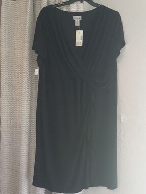 Catherines Black Midi Twist-Front Dress